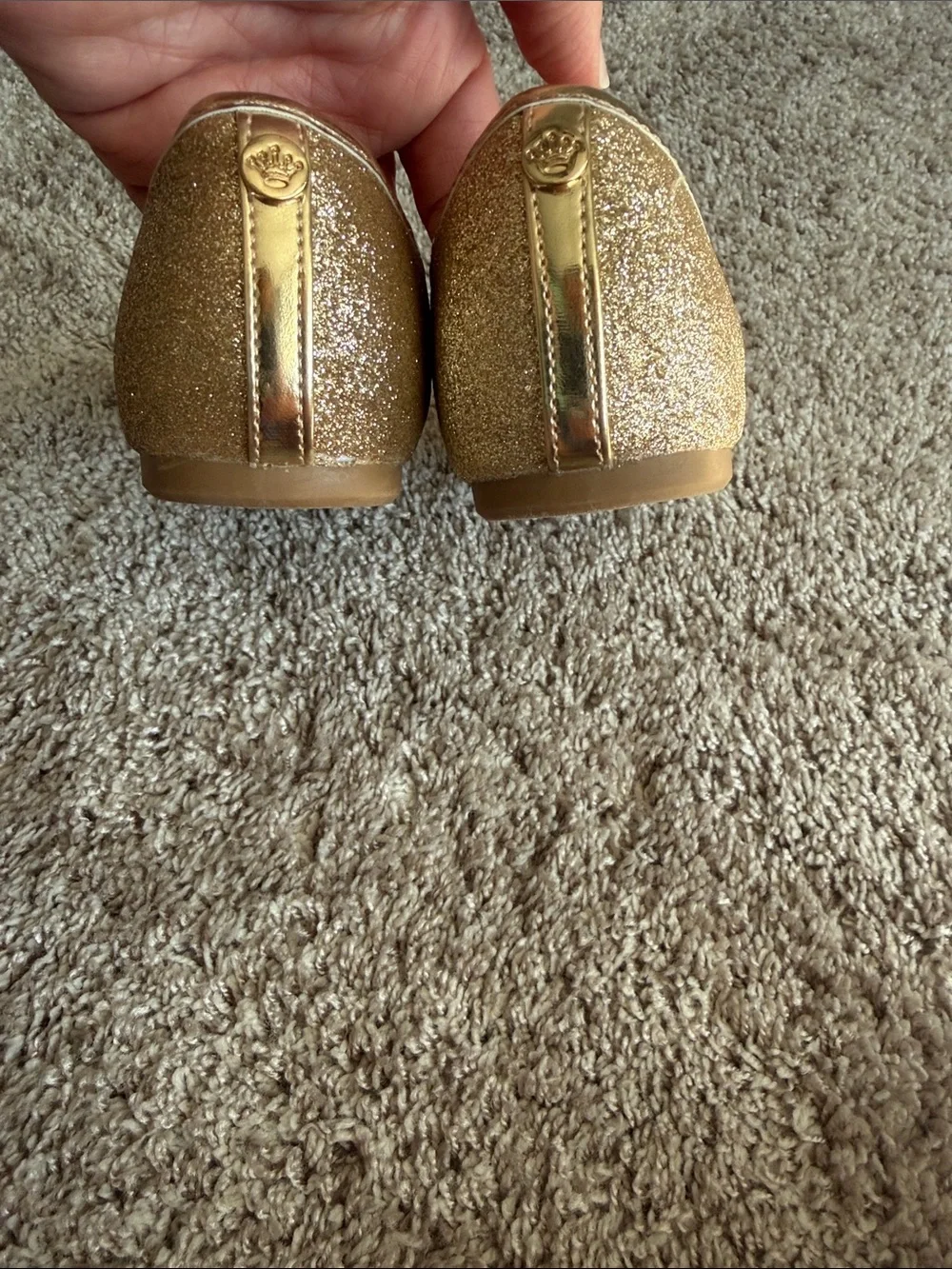 Nina Girls Gold Glitter Mary Jane Flats with Bow